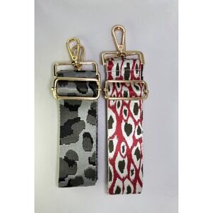 Red/Grey  2" Wide Pair Adjus Replacement Purse Crossbody Strap w/Gold Hardware